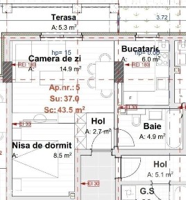 Apartament 1 camera, 37 mp, zona Manastur - Vivo/Metro/Amethyst