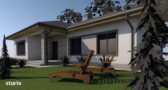 Casa moderna parter, zona excelenta - 3 camere, terasa, teren 6 arii