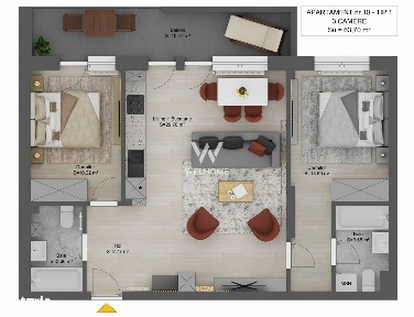 Apartament, 63,70 m²