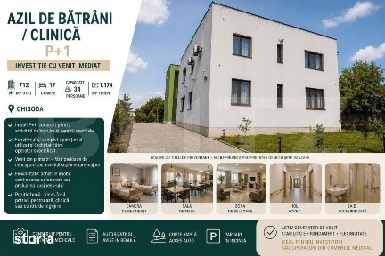 Azil de batrani / clinica P+1, 712 mp utili, 17 camere, teren 1.174 mp