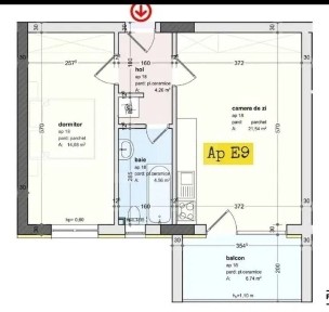 Apartament 2 camere nou, 51,7 mp, CF emis, bloc cu lift, Panoramic