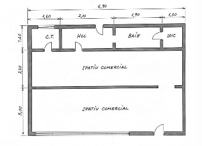 Spatiu comercial, 75 mp, vitrina, vad pietonal, strada Semaforului