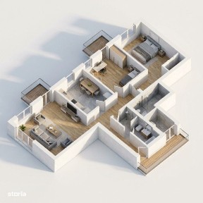 Apartament 3 CAM, SU 79.83MP, 2 BALCOANE, zona IRIS