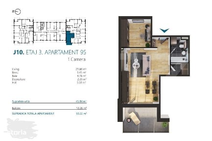 Apartament cu 2 camere, 45 mp, Ansamblu Rezidential, zona RIVUS