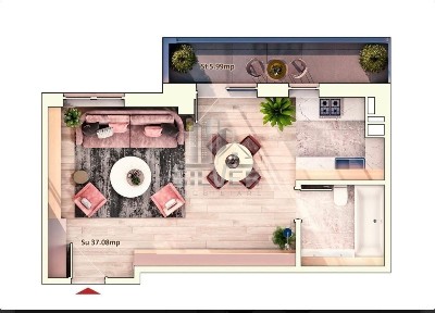 Apartament cu o camera/37.08mp/Imobil Premium/Cartier Marasti.