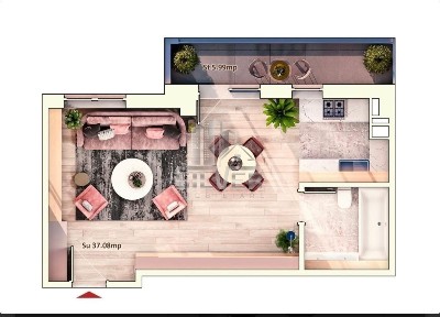 Apartament cu o camera/37.08mp/Imobil Premium/CF/Cartier Marasti.