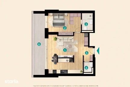 2D: Apartament luminos cu terasă de 18 mp, în KronenPark