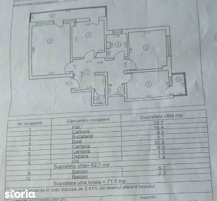 Apartament 3 camere, comfort 1 decomandat, zona Scolilor. Etaj 3.