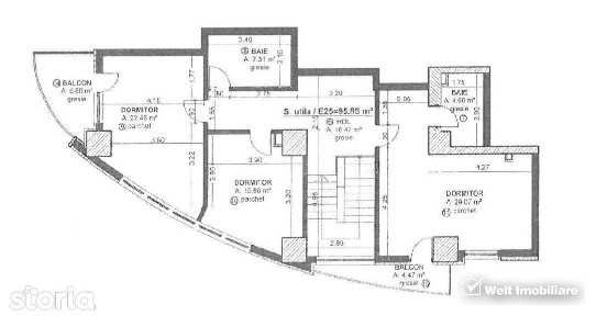 Penthouse semifinisat pe doua niveluri, 200mp, zona Calea Floresti