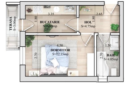 Apartament 1 camera D ET 1 Stejarilor RESIDENCE Lunca Cetatuii