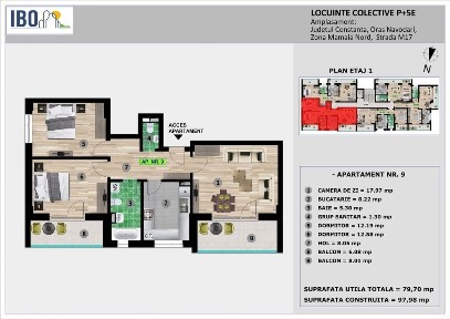 Apartament 3 Cam - Tomis Plus- La Cheie/ Mobilat- Comision 0%