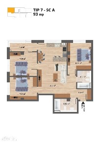 Proiect NOU - Sun Residence - Apartament 4 camere - TIP 7 - 93 Mp