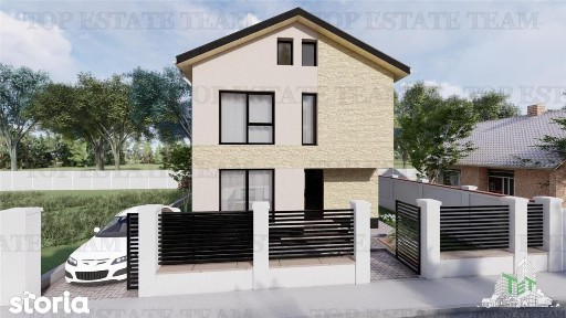 Vila moderna, individuala cu 4 camere, 3 bai, Living, terasa acope
