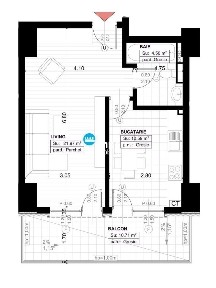 Apartament cu doua camere (open space), Royal Town Copou (finalizat)