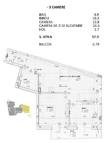 Apartament 3 camere, 61 mp, FINISAT LUX, nZEB, zona Centrala