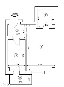 Apartament cu o camera, (bucatarie inchisa), etaj 7, 45mp, 97.000