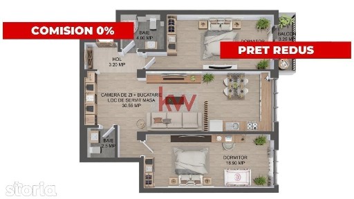 Apartament 3 camere | 79 mp | Etaj 3 | Parcare inclusa | Valea Lupului
