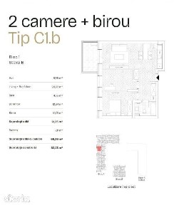 De Vanzare Apartament 2 camere + birou + terasa 10.53mp, Bdul Ghencea