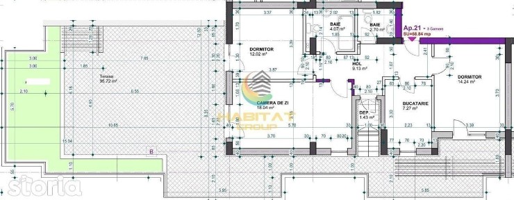 Pallady 3 camere 69 mp + terasa 179 mp 12 min. metrou Teclu