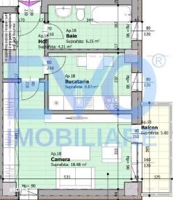 Apartament cu 1 camera, 44.64 mp, decomandat, bloc nou, zona Galata