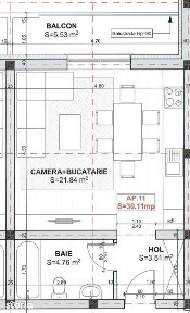 Apartament o camera, 31,70 mp + Balcon 6 mp, TVA INCLUS, zona Sud