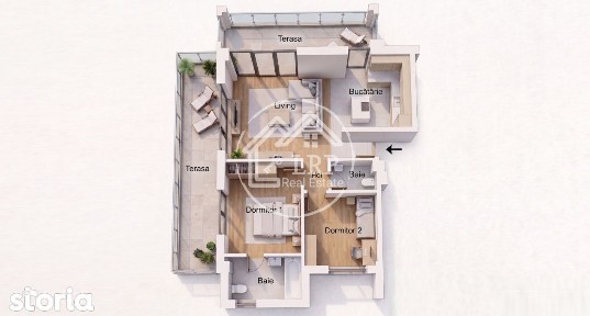 Perla Residence | 3 camere 98mp, vedere lac, 2 terase, parcare subtera