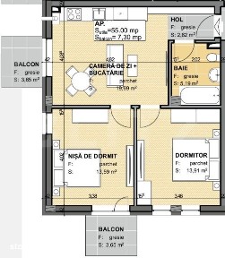 Apartament 3 camere Apahida 55mp | Complex Estimo | Ideal pentru o fam