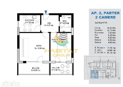 Pallady 2 camere decomandat 61 mp doar 15 min. metrou Teclu