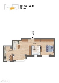 Proiect NOU - Sun Residence - Apartament 2 camere - TIP 13 - 57 Mp