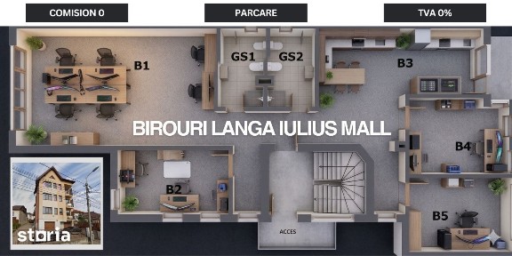 Spatiu comercial / de birouri parter Iulius Mall Gheorgheni 2 parcari