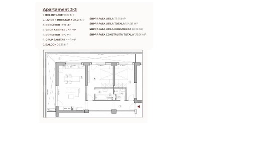 Apartament open space 3 camere 104.58 mp in ansamblu cu 0% Comision la