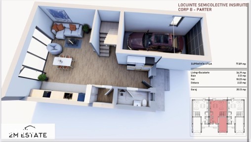 Duplex cu patru camere, teren 259mp, Bartolomeu Nord