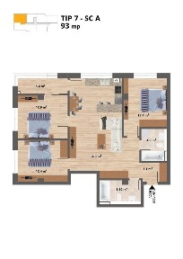 Proiect NOU - Sun Residence - Apartament 4 camere - TIP 7 - 93 Mp