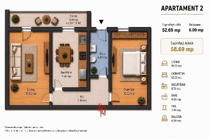 Apartament 2 camere - Bragadiru - loc de parcare inclus in pret
