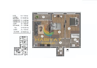 Apartament 3 Camere Sector 4 Grand Arena 65Mp