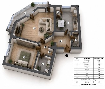 2 camere Decomandat - Titulescu - Victoriei / 59.6mp Utili