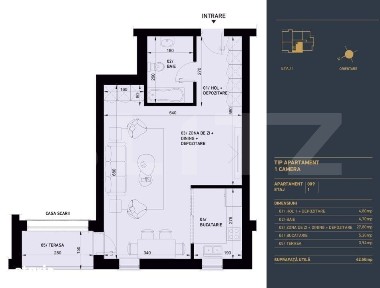 Apartament cu 1 camera, Smart Home, 44.5 mp - Complex Rezidential Nou