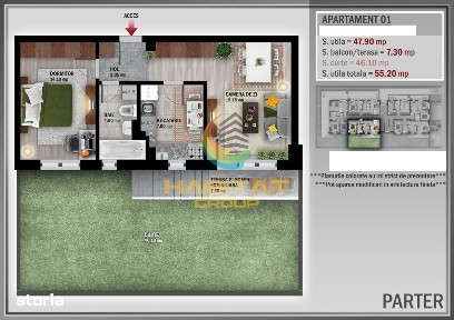 Pallady 2 camere 55 mp + curte proprie 46 mp bloc Boutique