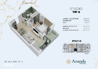 Apartament 1 dormitor | Centrală proprie| Ananda Residence