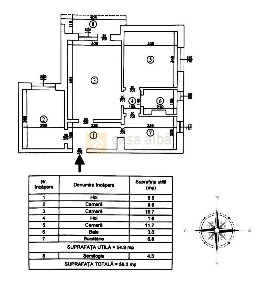 Tatarasi - Dispecer, 3 camere RENOVAT, gata de mutare, etaj 2