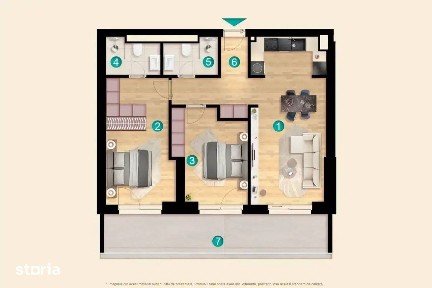 Apartament 3 camere cu balcon de 18 mp, KronenPark