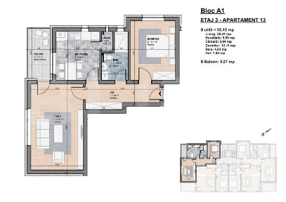 Apartament de vanzare, 2 camere, 55,12 mp - Gherla