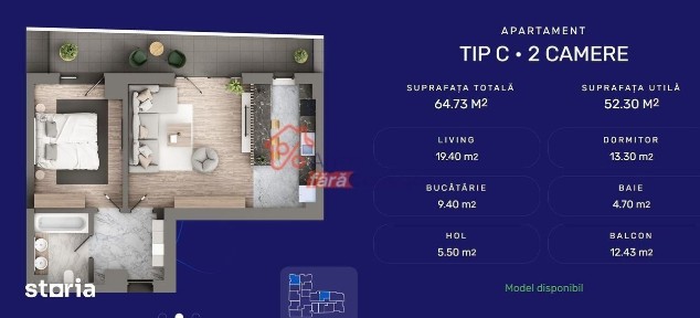 Apartament 2CD, 63.34mp