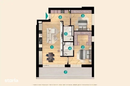 3B: Apartament 3 camere cu balcon de 17 mp, KronenPark Pipera