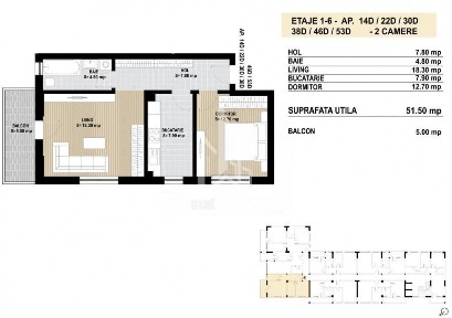 Apartament 2 camere decomandat baie cu geam.