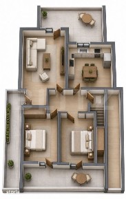 Apartament cu 4 camere si terase ample, 128.89 mp total