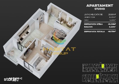 Apartament cu 2 camere tip studio in Popesti Leordeni, zona metrou.