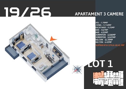 Apartament 3 camere si loc parcare