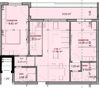 Apartament 3 camere de vanzare balcon etaj intermediar 66,45mpu Sibiu