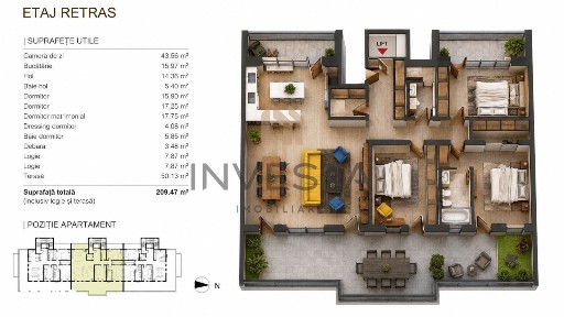 Penthouse 143 mp utili | Lift Privat | Terasa Panoramica 50 mp!